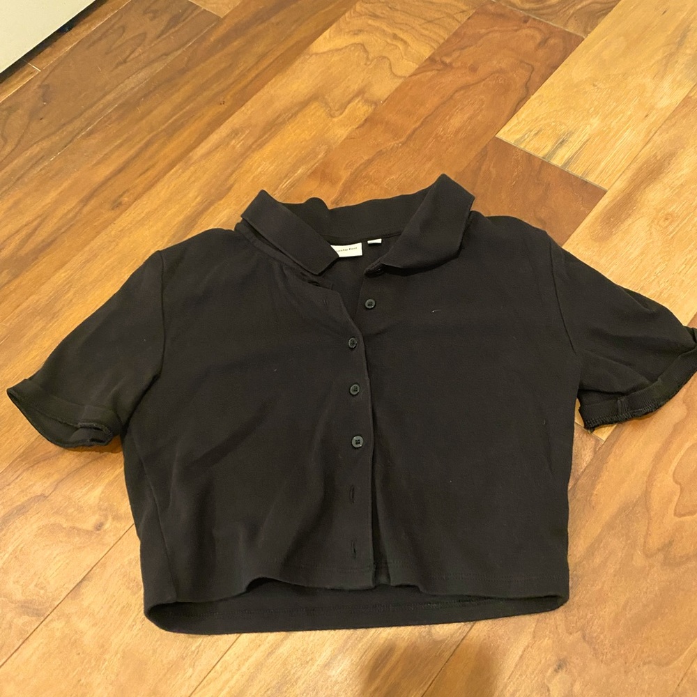 Aritzia Cropped, ribbed polo tee